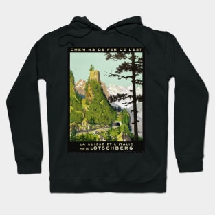 France Vintage Travel Poster Loetschberg Restored 1910 Hoodie